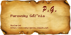 Parovsky Génia névjegykártya